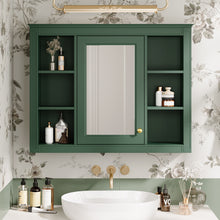 Load image into Gallery viewer, Wall Mounted Medicine Cabinet With Mirror, Storage Cabinet Featuring 6 Open Shelves And Adjustable Interior
