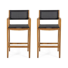 Load image into Gallery viewer, Outdoor Barstool With Woven Wicker And Frame (Set of 2) - Teak
