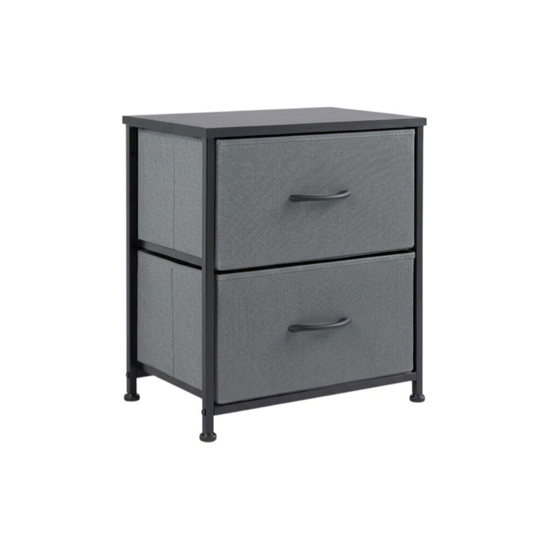Fabric Metal And Wood Two Drawer Dresser - Black / Gray