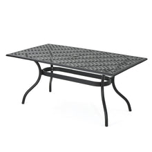 Load image into Gallery viewer, Outdoor Aluminum Dining Table With Lattice Design And Center Umbrella Hole - Black
