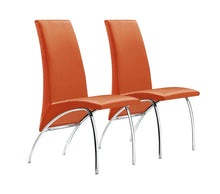 Load image into Gallery viewer, Upholstered Faux Leather Dining Room Side Chairs (Set of 2) - Orange
