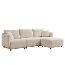 Load image into Gallery viewer, Modern Minimalist Corduroy Combination Sofa With 2 Comfort Cushions With USB &amp; C Charging Ports
