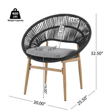 Load image into Gallery viewer, Cyril - Outdoor Patio 7 Piece Dining Set With Wicker Chairs And Table - Dark Gray / Teak
