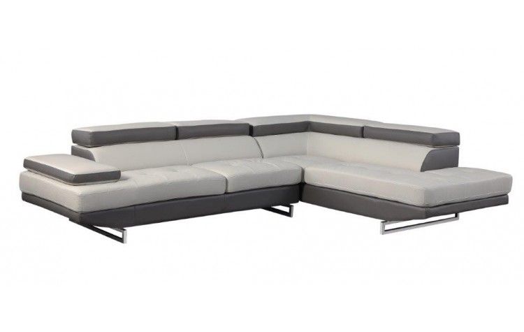 Leather L Shaped 2 Piece Corner Sectional - Gray