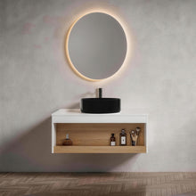 Load image into Gallery viewer, Floating Bathroom Vanity With Glossy Round Vessel Sink
