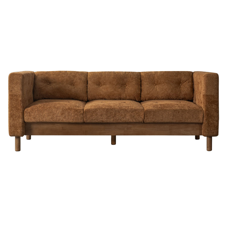 3 Seater Sofa With Square Arms, Tufted Pillow Back For Living Room