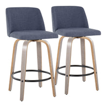Load image into Gallery viewer, Toriano - Contemporary Fixed Height Counter Stool With Swivel &amp; Round Footrest (Set of 2)
