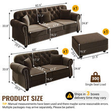 Load image into Gallery viewer, Upholstered Sofa Set With Nailhead Trim And Rolled Armrests, Includes Pillows
