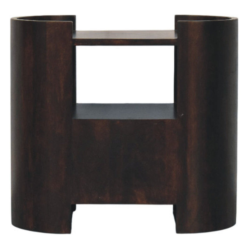 Solid Wood Oval One Drawer Nightstand - Mocha