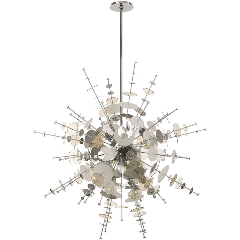 Twelve Light Dimmable Chandelier With Shades - Silver