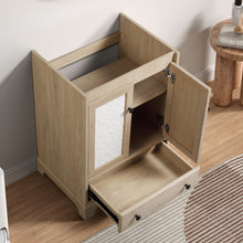 Load image into Gallery viewer, Bathroom Vanity Base, Cabinet With Carved Floral Doors - Natural Wood
