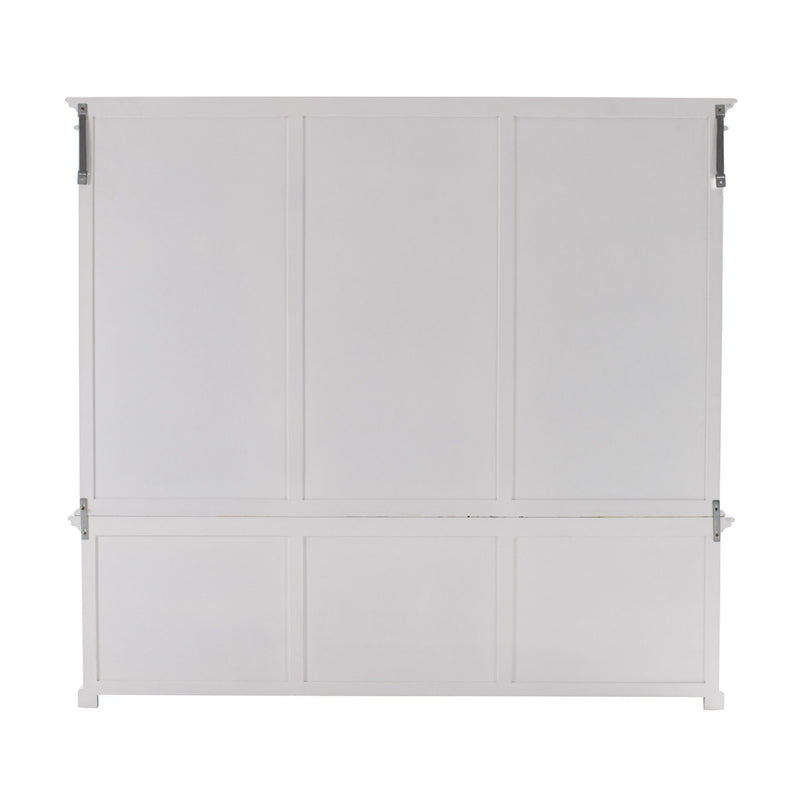 Solid Wood Frame Dining Hutch With Multiple Shelves And Three Drawers - White