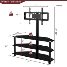Load image into Gallery viewer, 43.3" Multi-Function TV Stand Height Adjustable Bracket Swivel 3 Tier - Black
