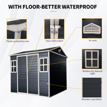 Load image into Gallery viewer, Resin Outdoor Storage Shed Waterproof Shed With Floor &amp; Two Windows &amp; Lockable Door, Tool Shed For Garden, Patio, Backyard

