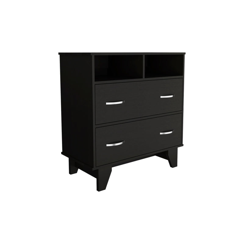 Wood Two Drawer Dresser - Black