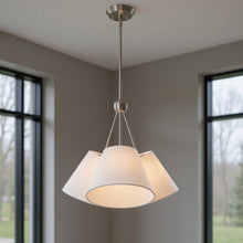 Load image into Gallery viewer, 21'' Three-Light Dimmable Chandelier With Shades - Nickel
