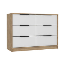 Load image into Gallery viewer, Six Drawer Double Dresser - White And Natural
