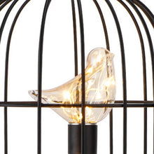 Load image into Gallery viewer, 12" Battery Operated Round Lamp With Bird Cage Shade - Black
