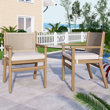 Load image into Gallery viewer, Outdoor Acacia Wood Patio Dining Armchair (Set of 2)
