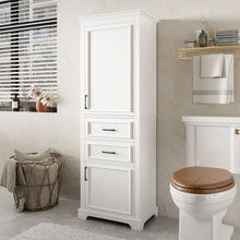 Load image into Gallery viewer, Freestanding Bathroom Vanity Tall With Damping Hinge Doors, Adjustable Shelves - White
