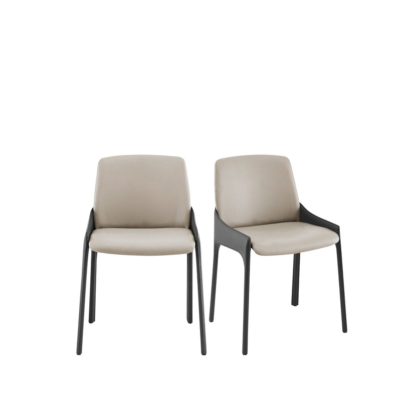 Dining Side Chairs In Leather (Set of 2) - Gray