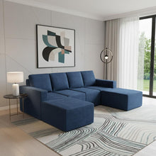 Load image into Gallery viewer, Fabric Modular Sofa Chaise With Black Legs - Navy Blue
