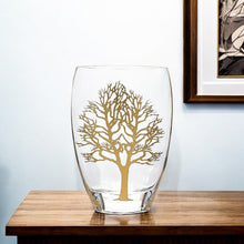 Load image into Gallery viewer, Tree Of Life Oval Free Table Vase - Clear / Gold
