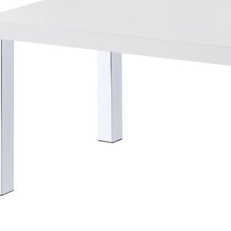 Rectangular Coffee Table With Shelf - Chrome And White
