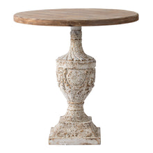 Load image into Gallery viewer, Antique Round Wood Table - Antique White / Gray
