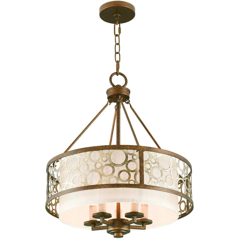 22" Five Light Dimmable Chandelier With Shades - Bronze