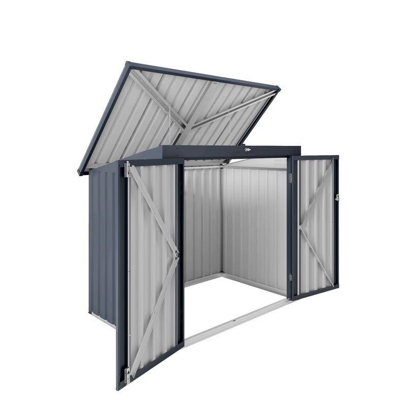 Outdoor Trash Can Storage Shed For 2 Bins Garbage - Gray