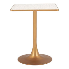 Load image into Gallery viewer, 24" Wood And Steel Pedestal Base Square Dining Table - Beige / Gold
