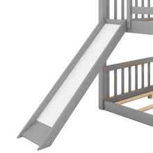 Load image into Gallery viewer, Full over Full Bunk Bed with Convertible Slide and Ladder, Gray
