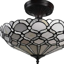 Load image into Gallery viewer, Two Light Tiffany Style Semi Flush Dimmable Ceiling LIght - Black / Gray
