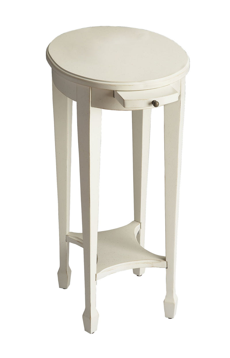 Oval End Table With Shelf - White