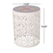 Load image into Gallery viewer, Airy - Outdoor Side Table With Lace Cut Design And Metal Frame
