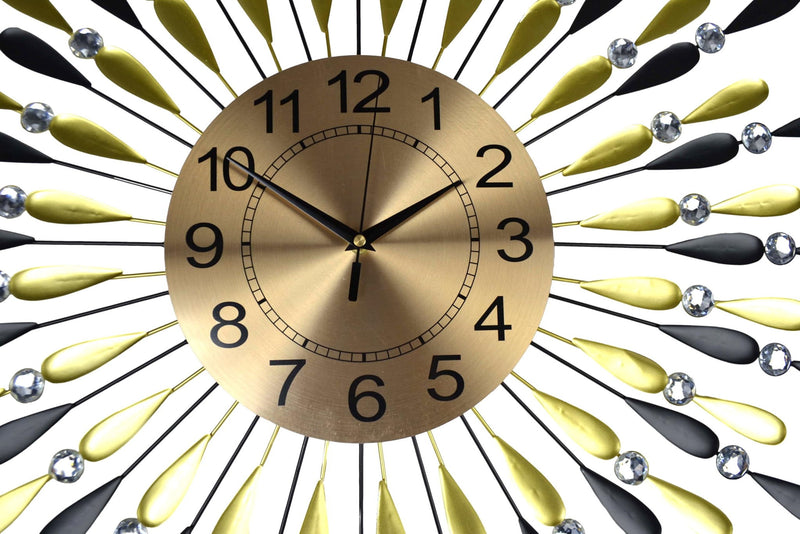 Silent Analog Starburst Wall Clock (626376) - Gold / Black