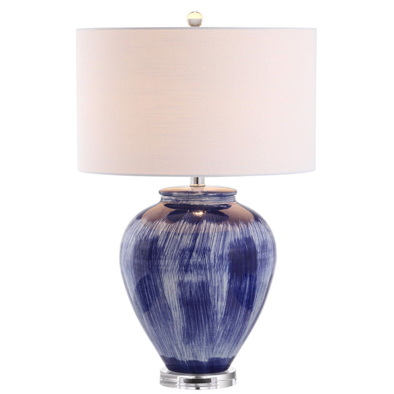 Urn Table Lamp With Drum Shade - Blue