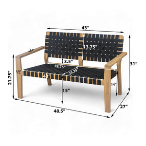 Woven Rope Outdoor Deep Seating Porch Loveseat For Garden