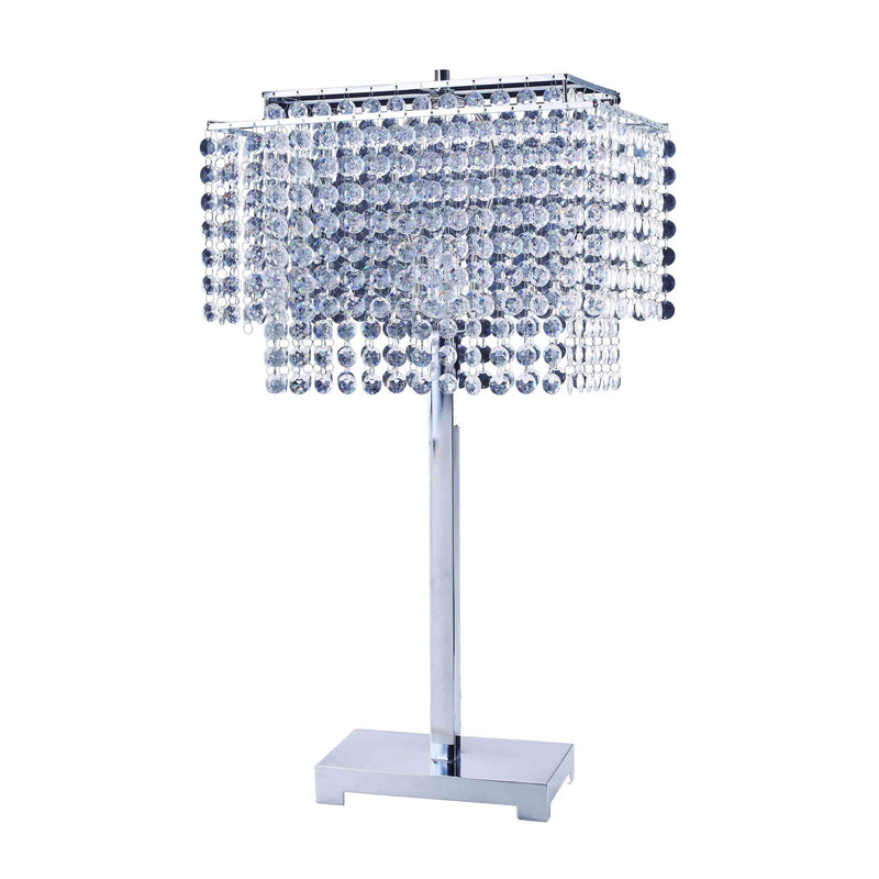 Bling Glam Faux Crystal Rectangular Table Lamp - Silver