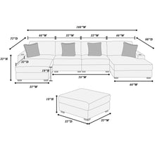Load image into Gallery viewer, 6 Piece Modular U Sectional Sofa Set With USB Cup Holder, Low Leg - Black

