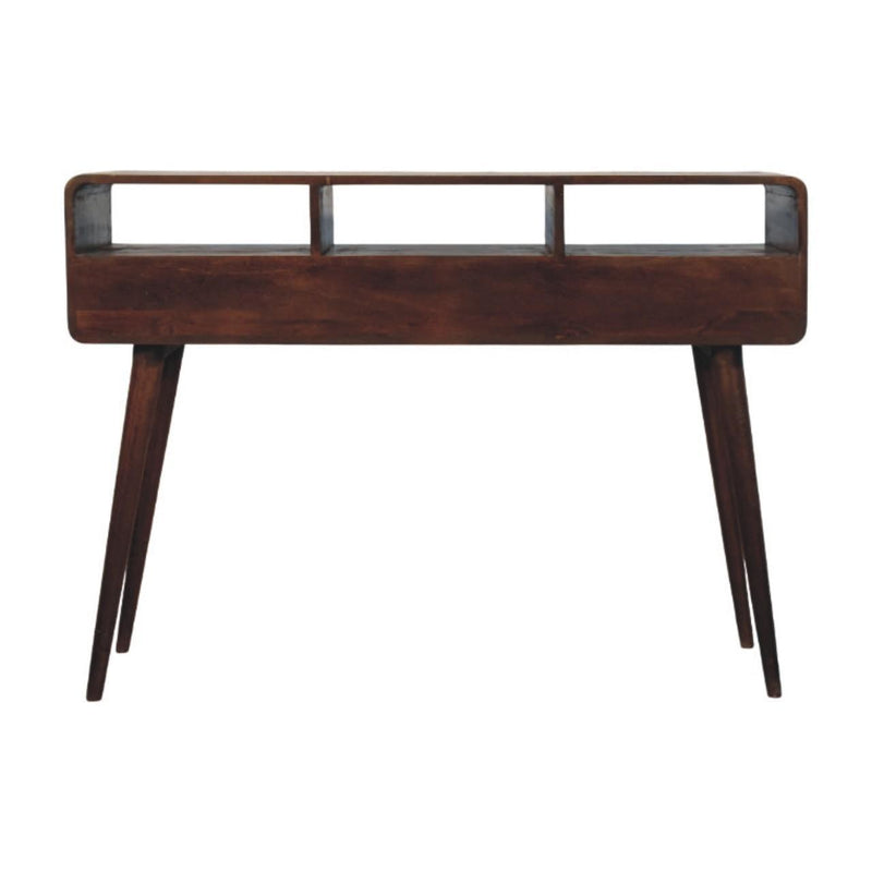 Console Table With Shelf Three Drawers - Walnut
