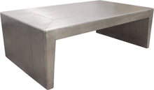 Load image into Gallery viewer, 54" Aluminum And Solid Wood Sled Coffee Table - Silver
