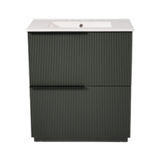 Load image into Gallery viewer, Fluted Bathroom Vanity With Ceramic Sink, Soft Close Slides

