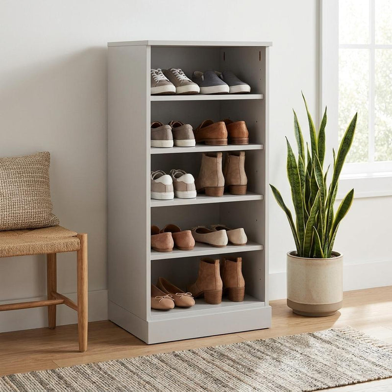 Ten Pair Solid Woodshoe Storage Cabinet (752053) - Off White