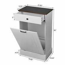 Load image into Gallery viewer, Tilt Out Trash Cabinet With Drawer, 10 Gallon Hamper - White

