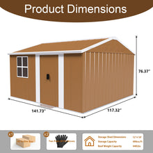 Load image into Gallery viewer, Heavy Duty Metal Storage Shed With Windows And Lockable Door, Weatherproof Outdoor Garden Shed
