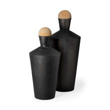 Load image into Gallery viewer, Cylindrical Urns (Set of 2) - Black / Brown
