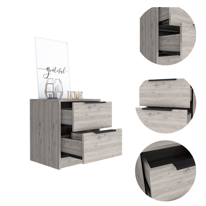 Rectangular One Drawer Two Doors Nightstand With Manufactured Wood Top - Gray