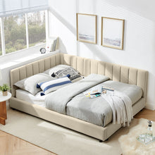 Load image into Gallery viewer, Mid-Century Upholstered Tufted Bed Frame With Backrest And Armrests
